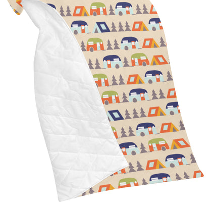 Camper Tent Pattern Print Design 03 Premium Quilt