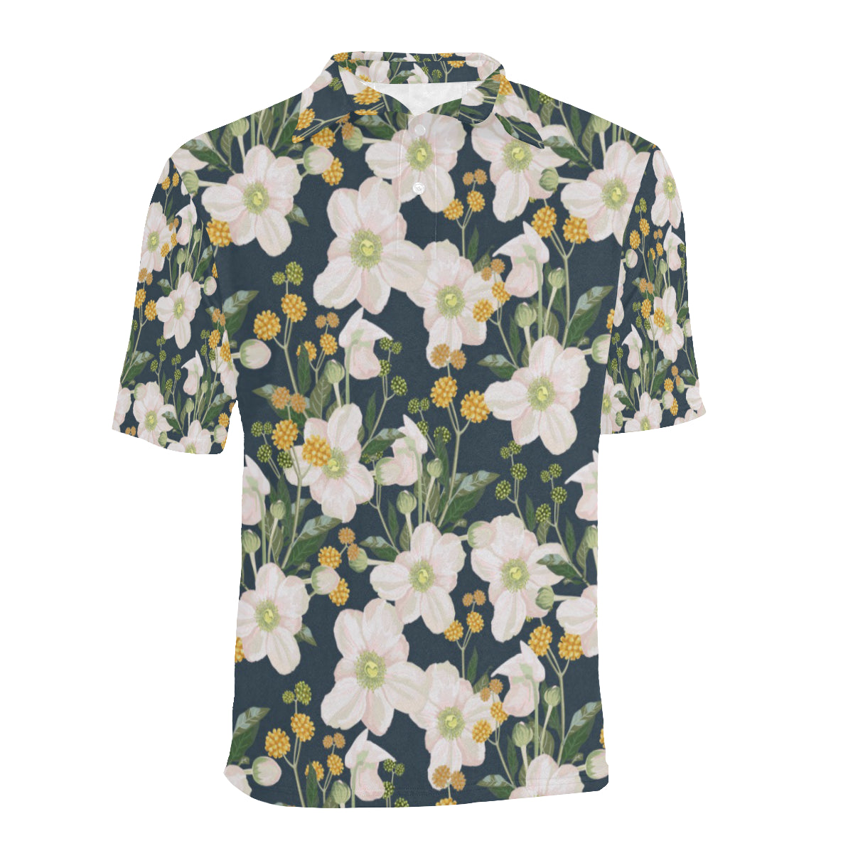 Anemone Pattern Print Design AM04 Men Polo Shirt