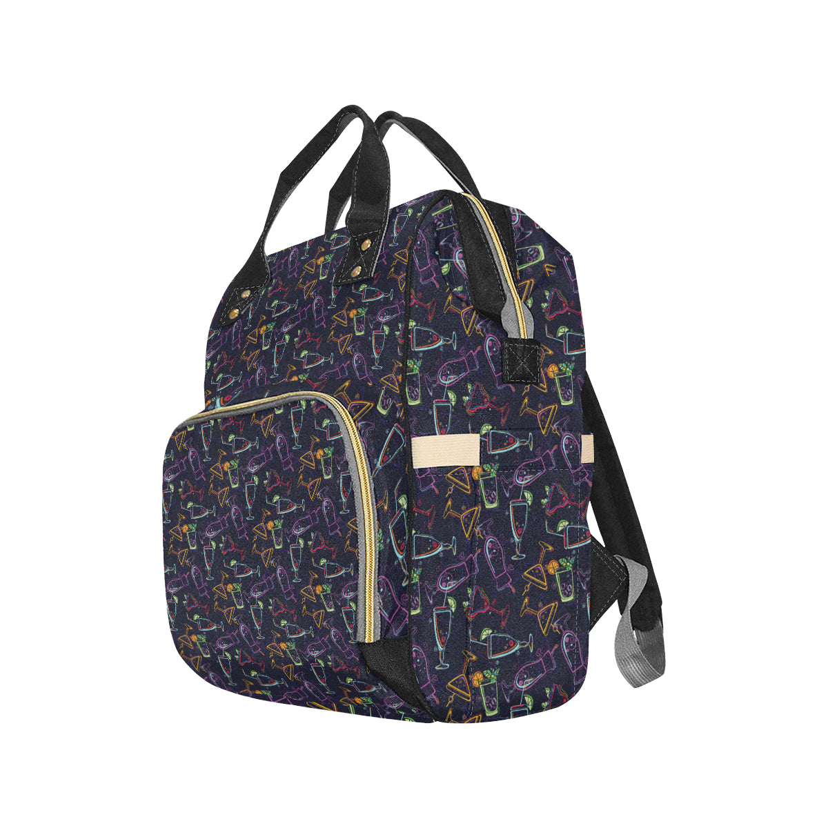 Cocktail Pattern Print Design 04 Diaper Bag Backpack