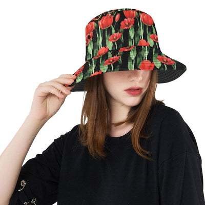 Tulip Red Pattern Print Design TP03 Unisex Bucket Hat