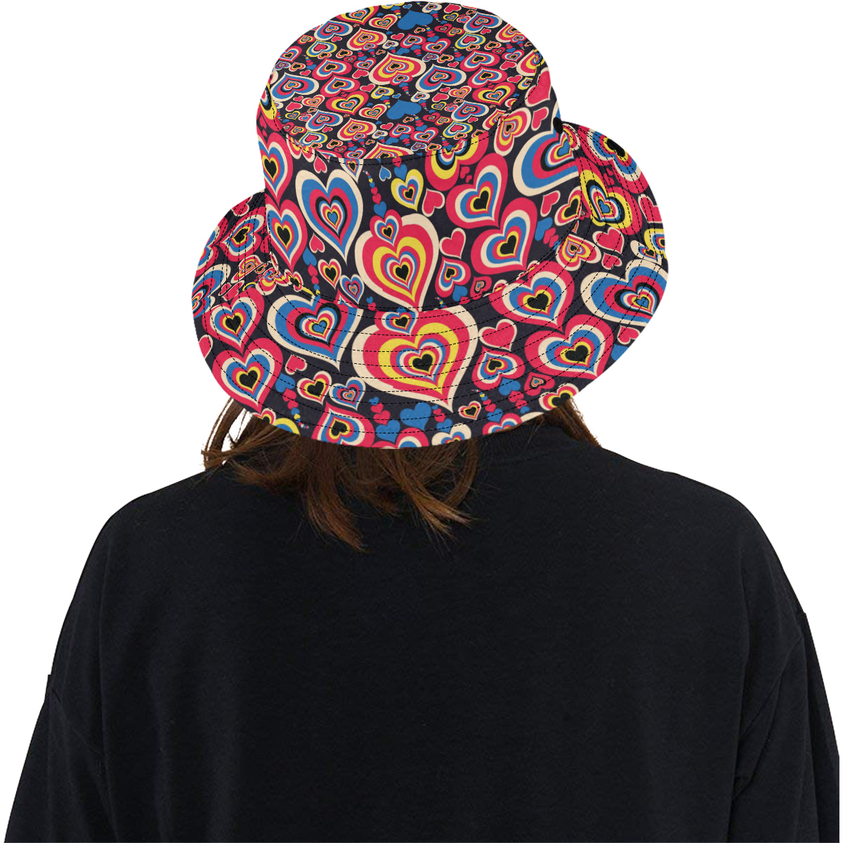 Heart Pattern Print Design HE08 Unisex Bucket Hat