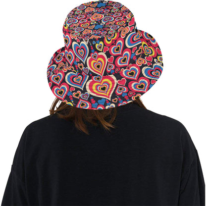 Heart Pattern Print Design HE08 Unisex Bucket Hat