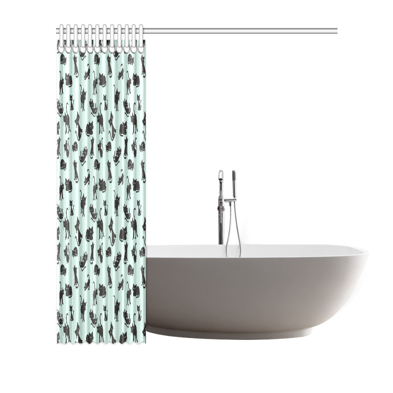 Black Cat Pattern Print Design 04 Shower Curtain