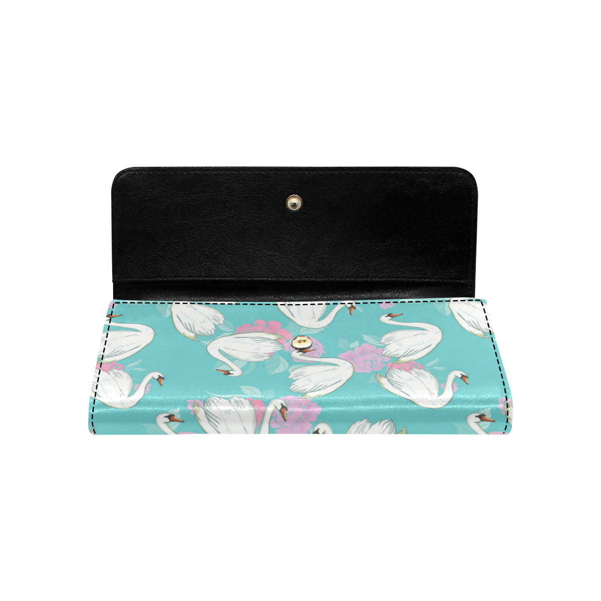 Swan Pattern Print Design 03 Women's Trifold Wallet