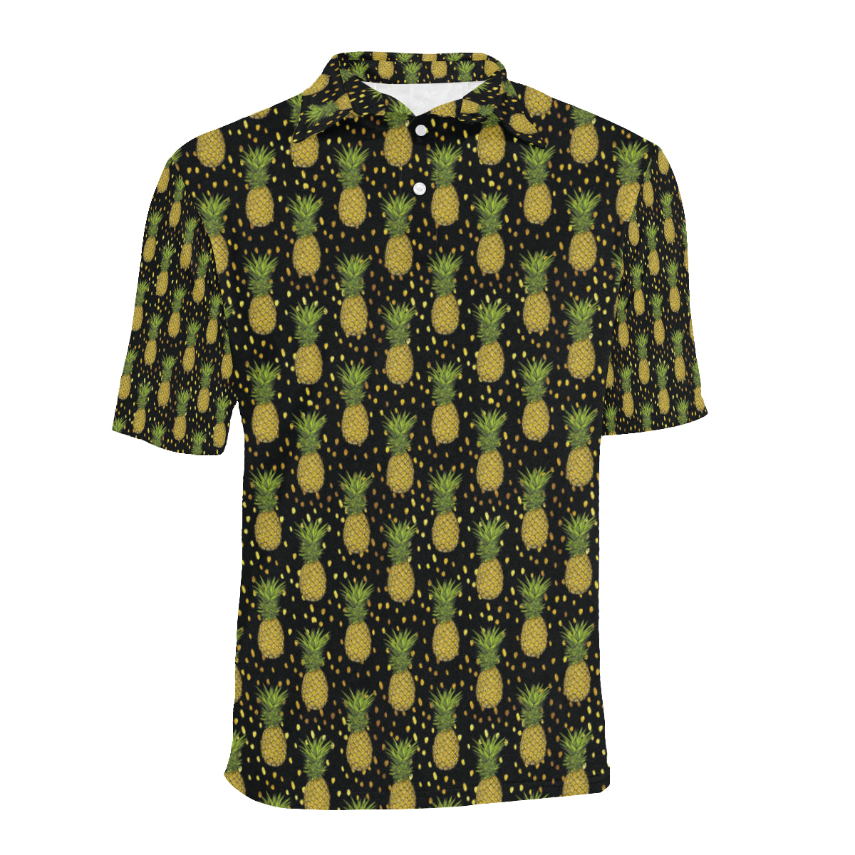 Pineapple Gold Dot Themed Print Men Polo Shirt