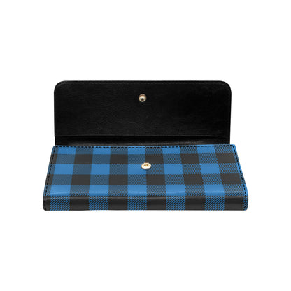 Buffalo check Blue Pattern Print Design 03 Women's Trifold Wallet