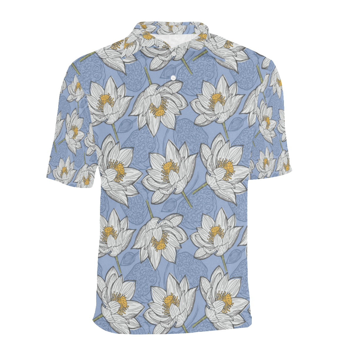 Lotus Pattern Print Design 04 Men Polo Shirt