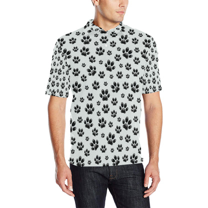 Paw Themed Print Men Polo Shirt