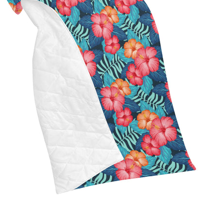 Red Hibiscus Pattern Print Design HB02 Premium Quilt