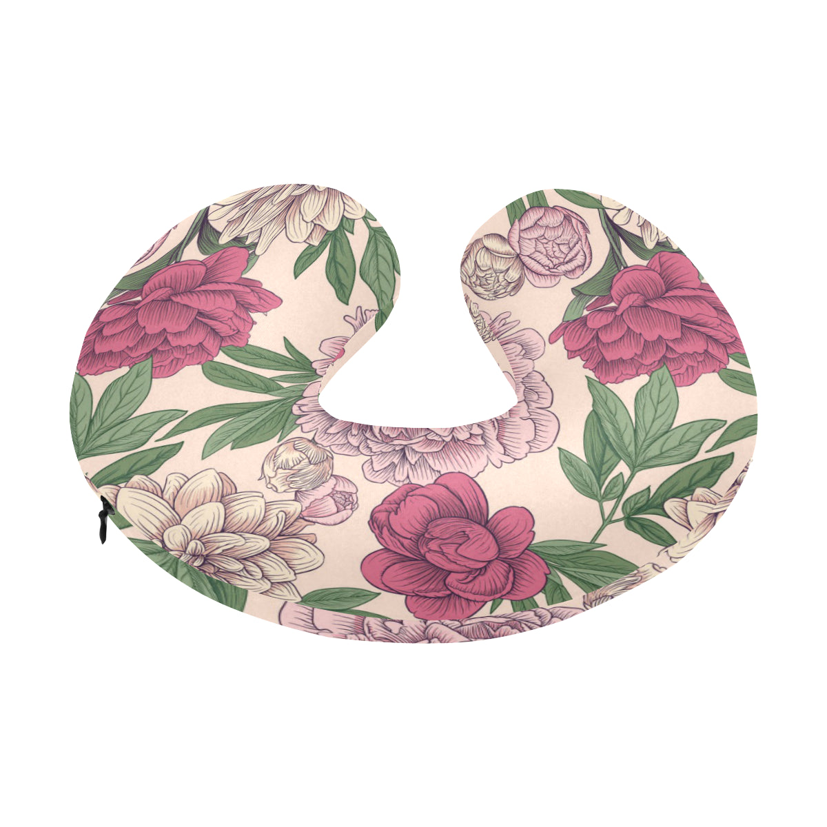 Peony Pattern Print Design A01 U-Shaped Travel Neck Pillow