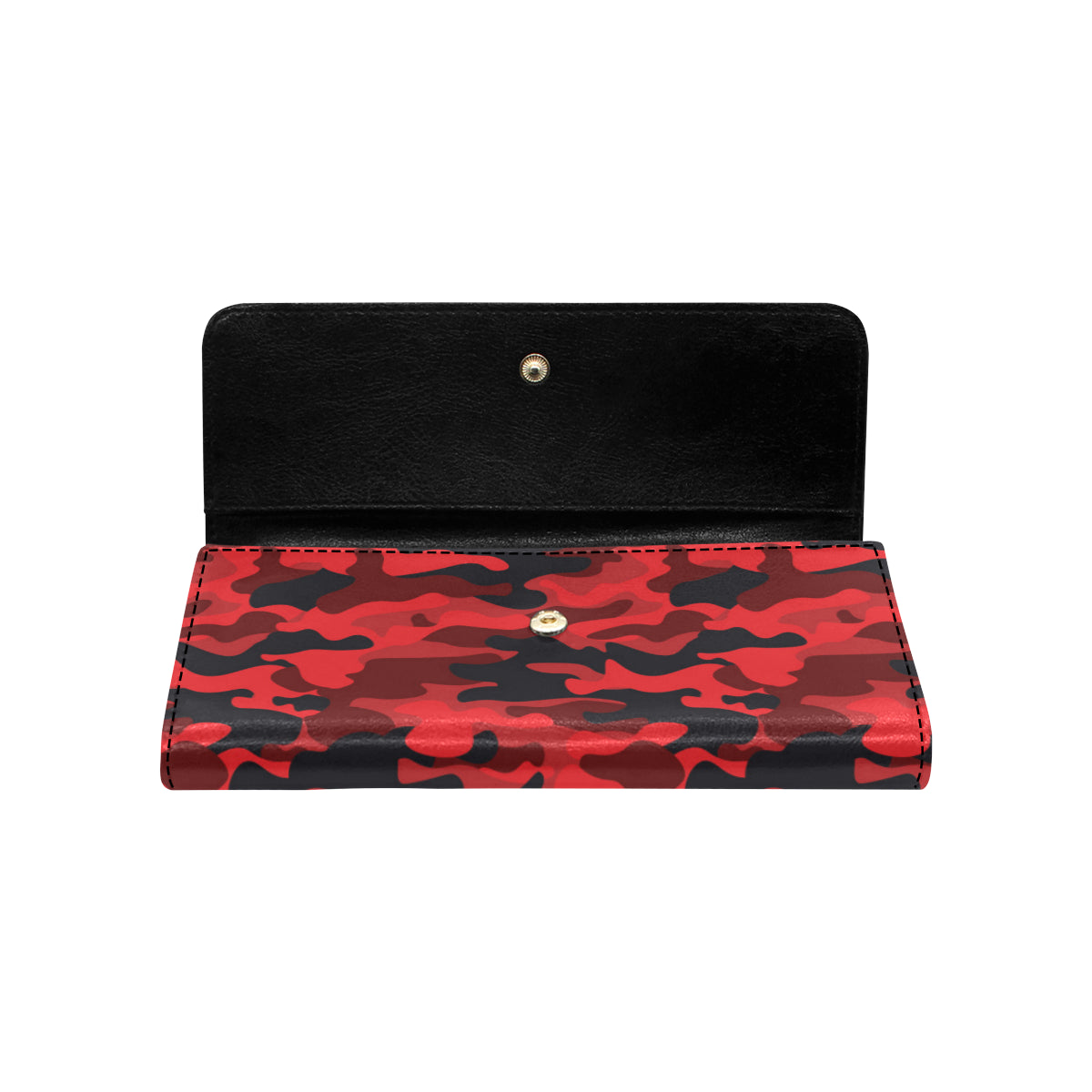 Camo Red Pattern Print Design 03 Women's Trifold Wallet