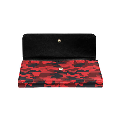 Camo Red Pattern Print Design 03 Women's Trifold Wallet
