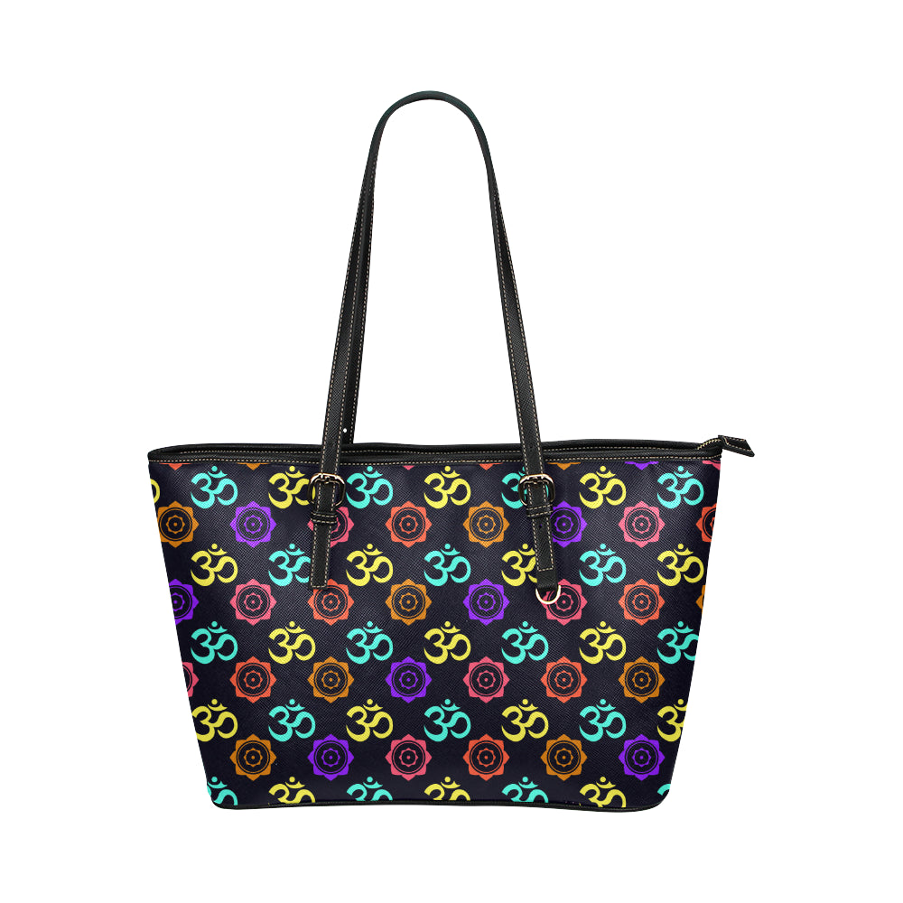 Chakra OM Print Pattern Leather Tote Bag