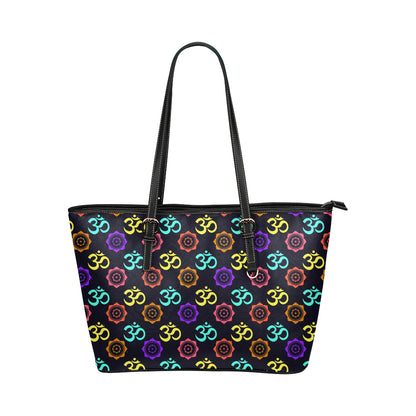 Chakra OM Print Pattern Leather Tote Bag