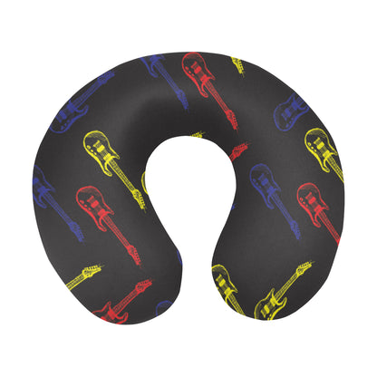 Electric Guitar Pattern Print Design 03 U-Shaped Travel Neck Pillow