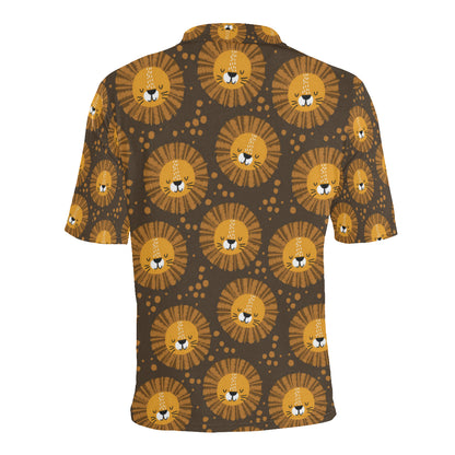 Lion Cartoon Pattern Print Design 01 Men Polo Shirt