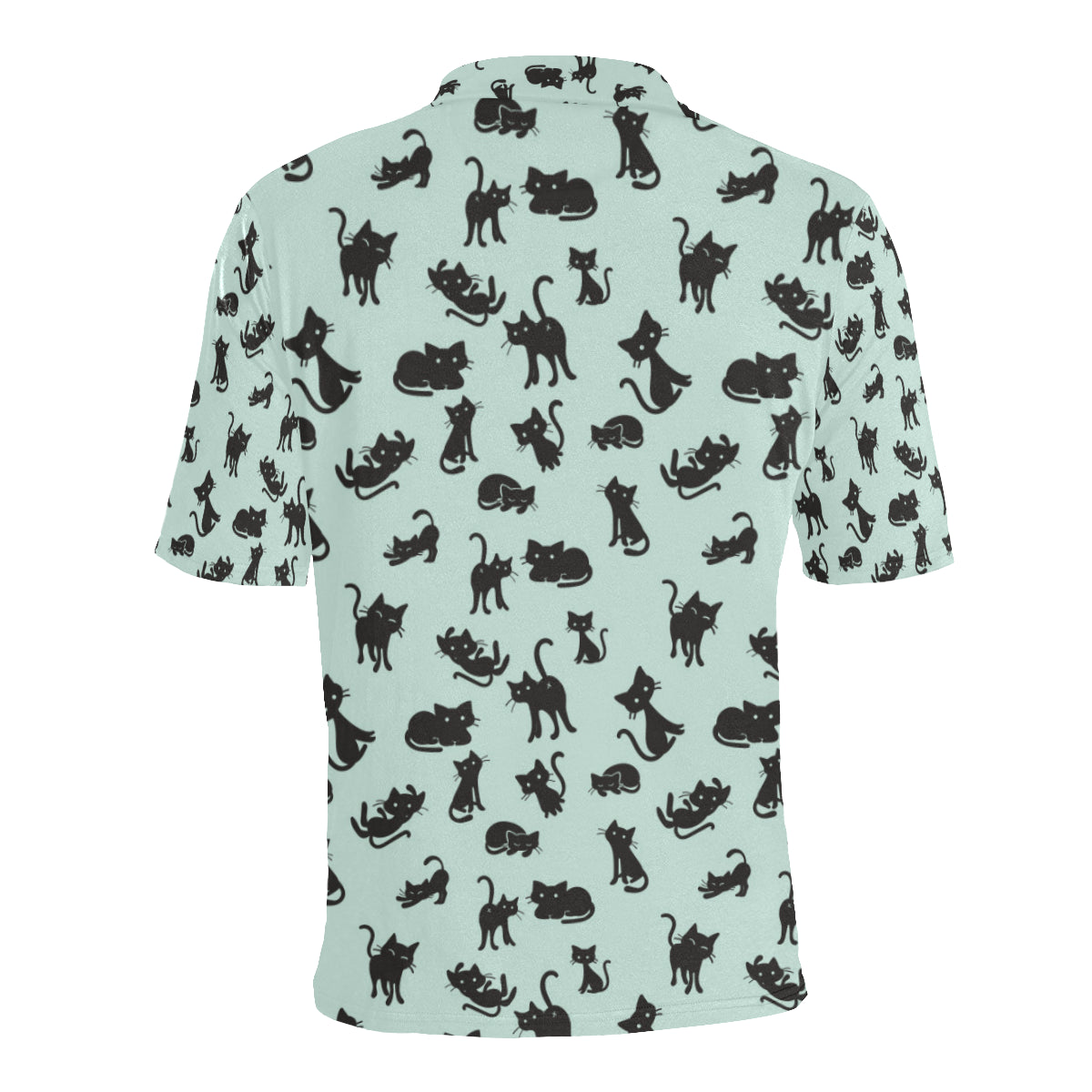 Black Cat Pattern Print Design 04 Men Polo Shirt