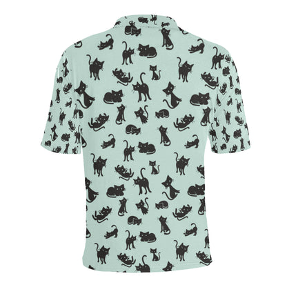 Black Cat Pattern Print Design 04 Men Polo Shirt