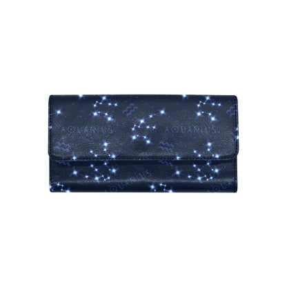 Aquarius Zodiac Pattern Print Design 02 Women's Trifold Wallet