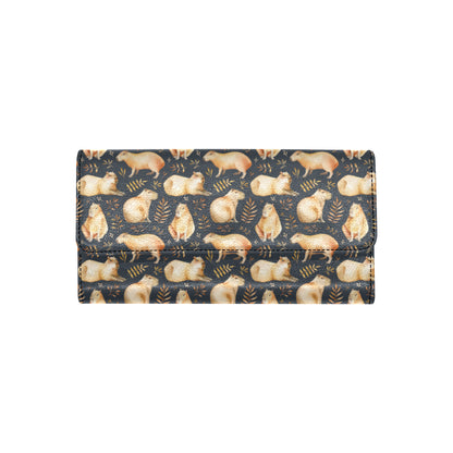 Capybara Pattern Print Design 02 Women's Trifold Wallet