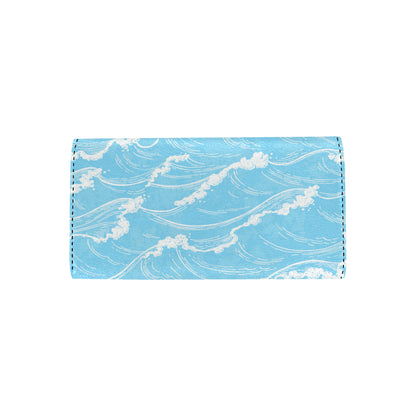 Ocean Wave Pattern Print Design A01 Women's Trifold Wallet