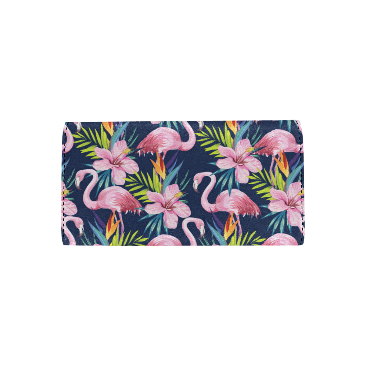 Flamingo Hibiscus Print Women's Trifold Wallet