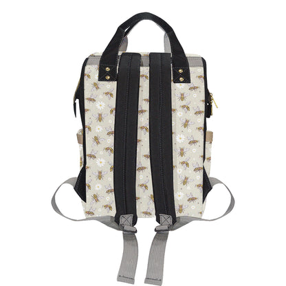 Bee Pattern Print Design 03 Diaper Bag Backpack