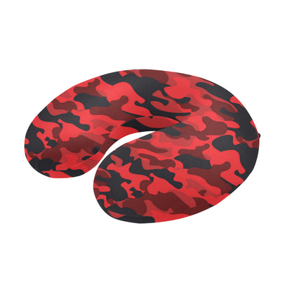 Camo Red Pattern Print Design 03 U-Shaped Travel Neck Pillow