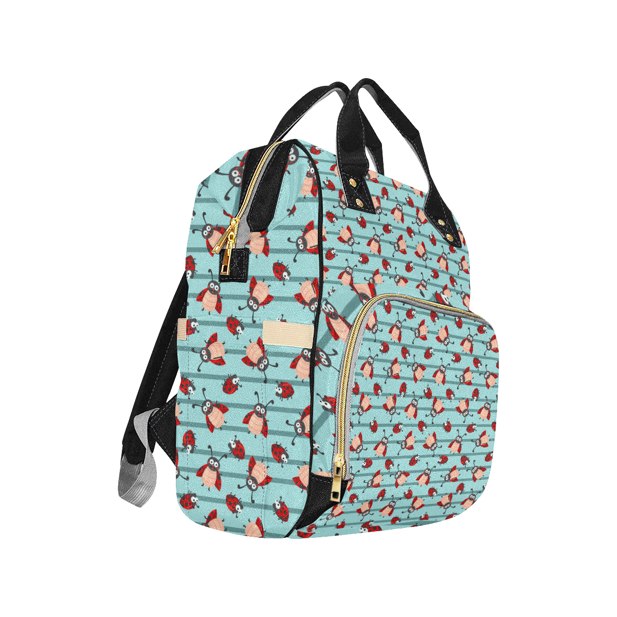 Ladybug Happy Print Pattern Diaper Bag Backpack