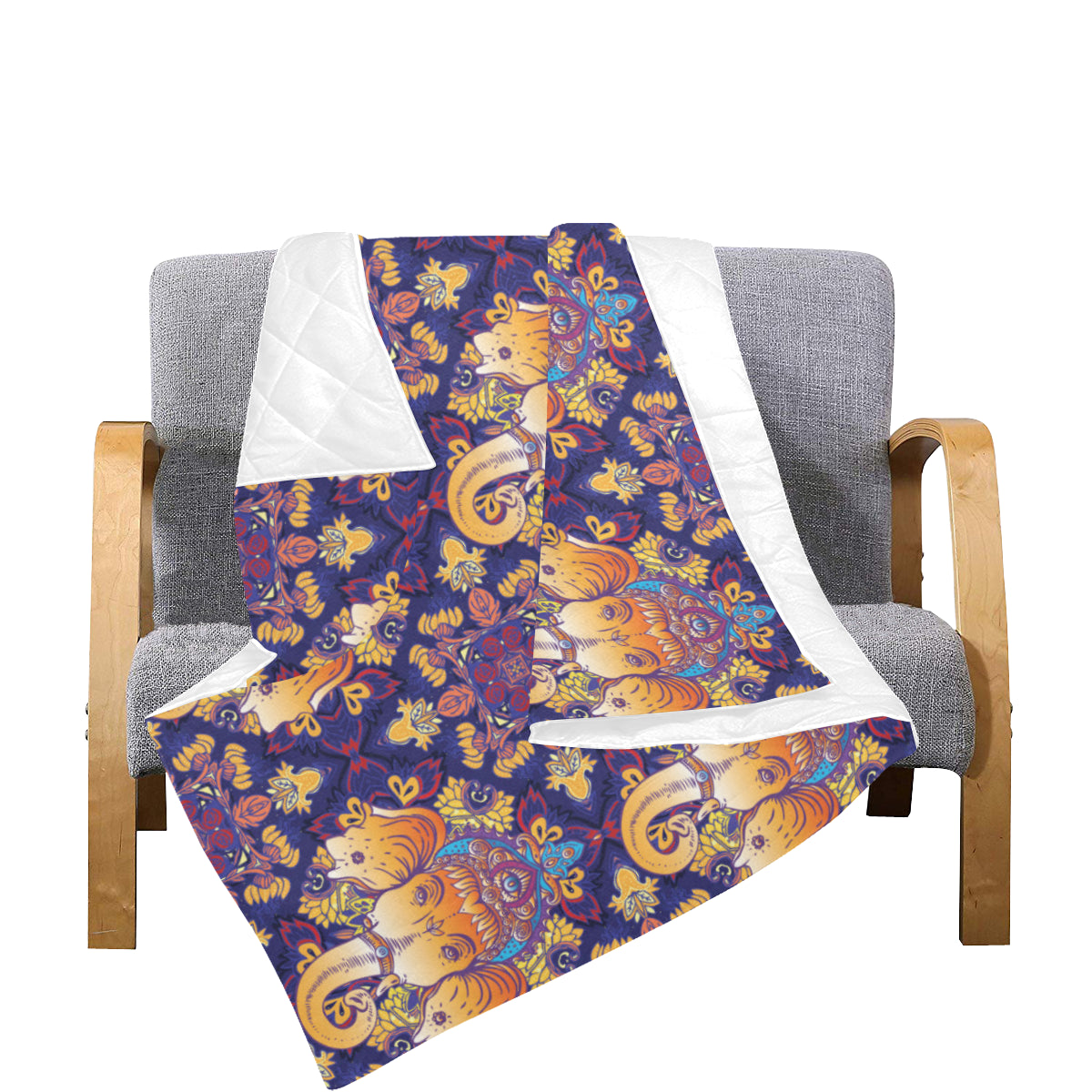 Ganesha Pattern Print Design 01 Premium Quilt