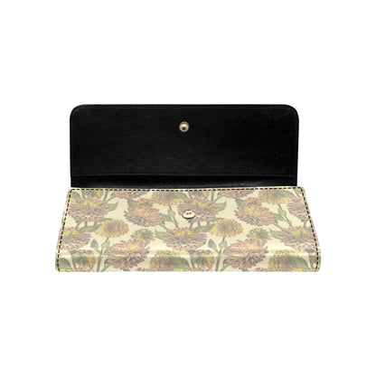 Dahlia Pattern Print Design DH09 Women's Trifold Wallet