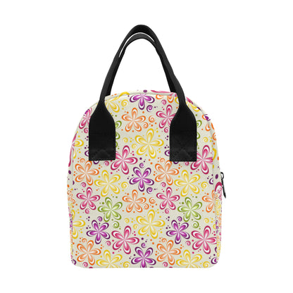 Flower Power Colorful Design Print Insulated Lunch Bag
