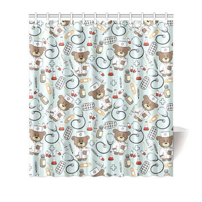 Nurse Bear Pattern Print Design A01 Shower Curtain