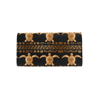 Tribal Sea turtle Polynesian Hawaiian Women's Trifold Wallet