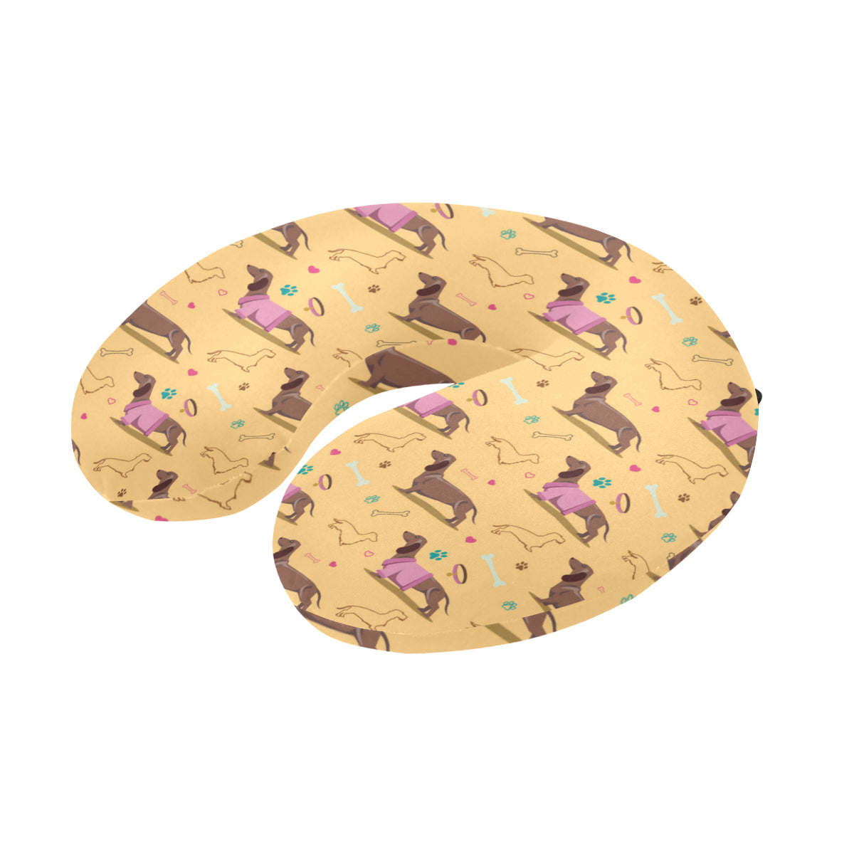 Dachshund Pattern Print Design 07 U-Shaped Travel Neck Pillow