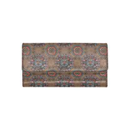 Calendar Aztec Pattern Print Design 03 Women's Trifold Wallet