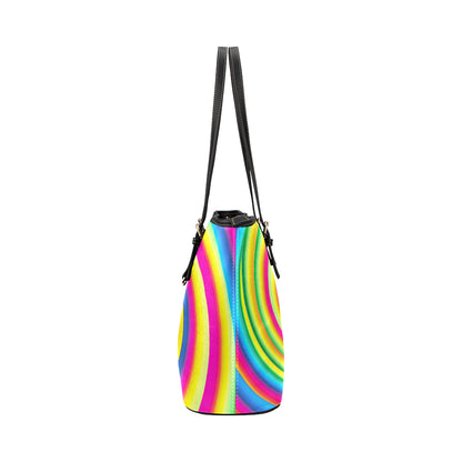 Vortex Twist Swirl Rainbow Design Leather Tote Bag