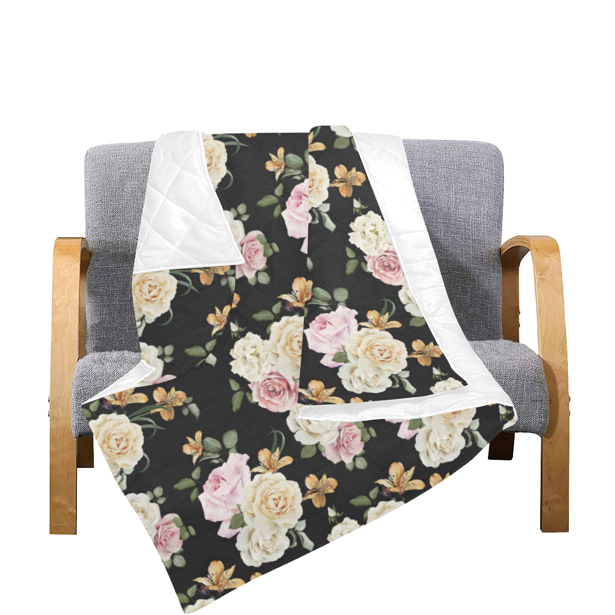 Rose Pattern Print Design A01 Premium Quilt