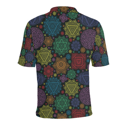 Chakra Mandala Print Pattern Men Polo Shirt