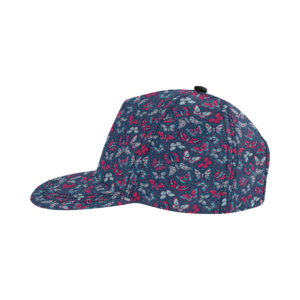 Butterfly Red Deep Blue Print Pattern Snapback Cap