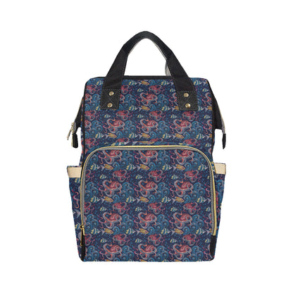 Octopus Deep Sea Print Themed Diaper Bag Backpack