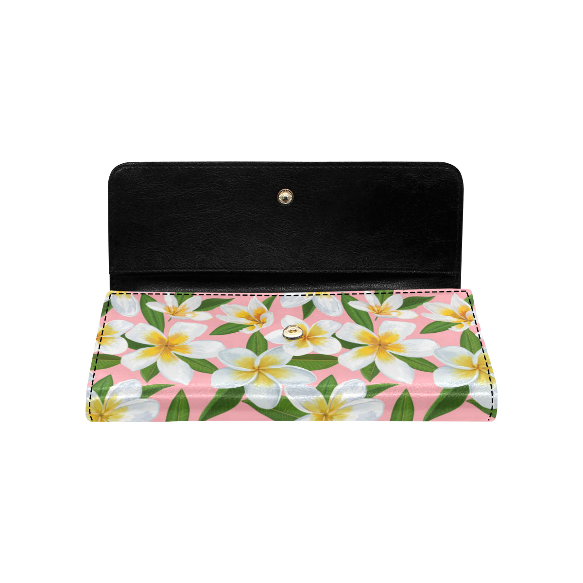 White Plumeria Pattern Print Design PM011 Women's Trifold Wallet