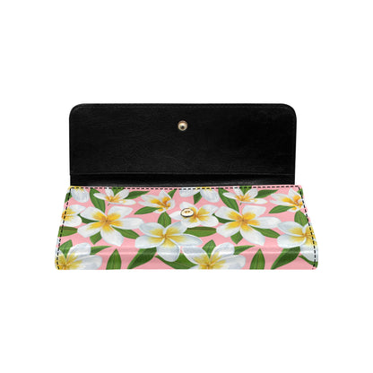 White Plumeria Pattern Print Design PM011 Women's Trifold Wallet