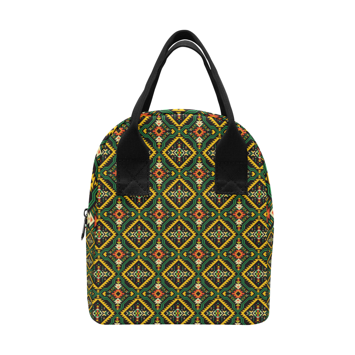 Kente Green Design African Print Insulated Lunch Bag