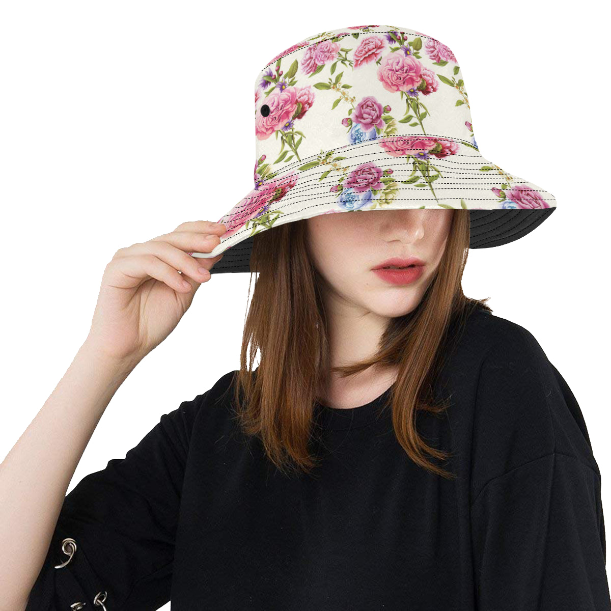 Carnations Pattern Print Design CN02 Unisex Bucket Hat