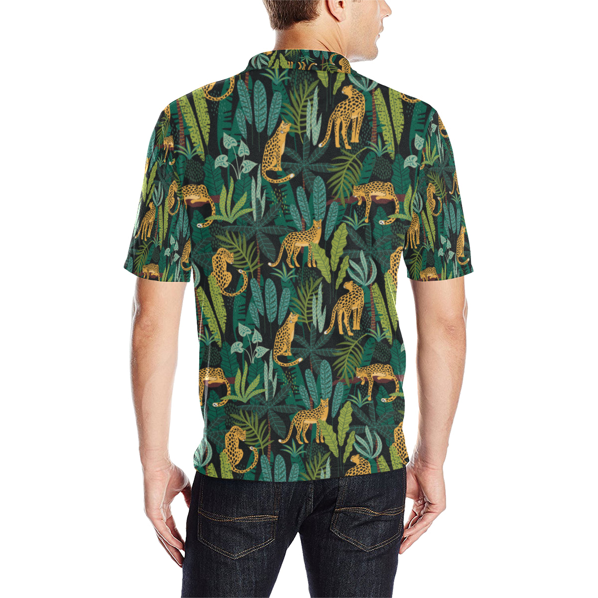 Jaguar Jungle Pattern Print Design 03 Men Polo Shirt