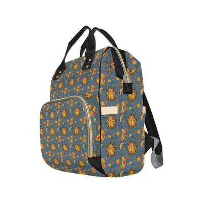 Celestial Moon Sun Pattern Print Design 02 Diaper Bag Backpack