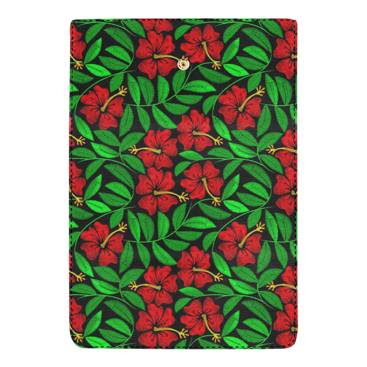 Red Hibiscus Embroidered Pattern Print Design HB03 Women's Trifold Wallet