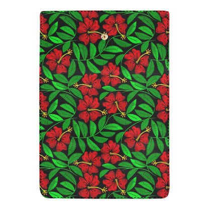 Red Hibiscus Embroidered Pattern Print Design HB03 Women's Trifold Wallet