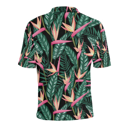 Bird Of Paradise Pattern Print Design BOP03 Men Polo Shirt